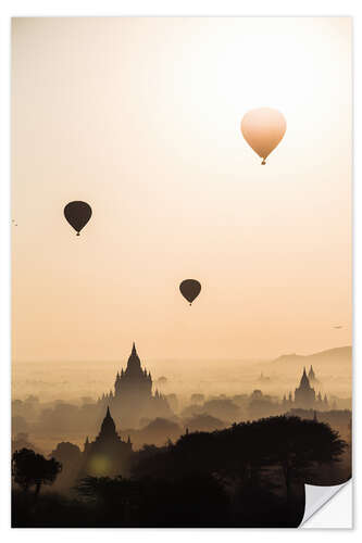 Naklejka na ścianę Balloons over the temples, Burma