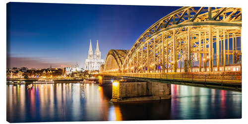 Canvas print Night in Cologne