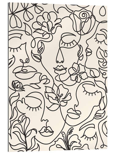 Gallery print Lineart Faces with Flowers I