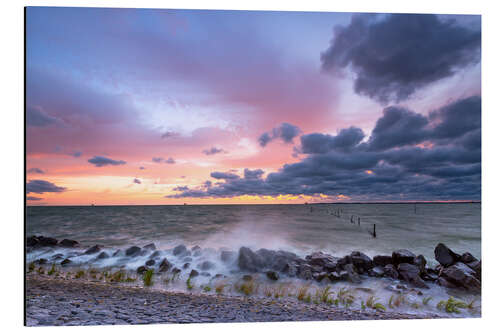 Aluminium print Raging sea in the sunset