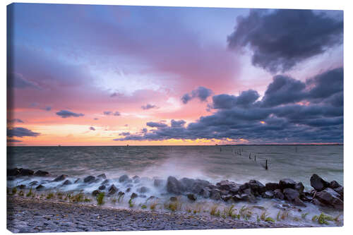 Canvastavla Raging sea in the sunset