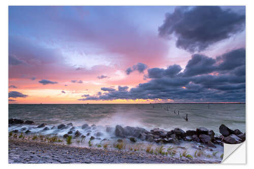 Wall sticker Raging sea in the sunset