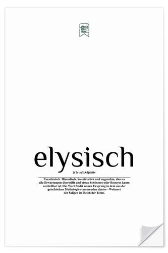 Selvklebende plakat Beautiful words - elysian (German)