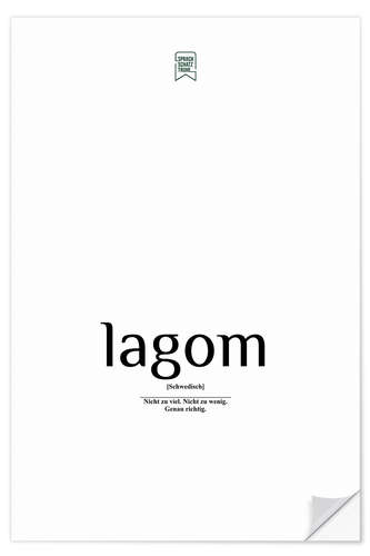 Selvklæbende plakat Beautiful words - lagom (German)