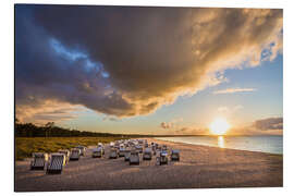 Alubild Ostsee-Strandkörbe im Sonnenuntergang