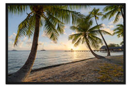Gerahmter Kunstdruck Urlaub am Palmenstrand in der Südsee