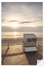 Sticker mural Coucher de soleil sur la plage ouest de Westerland