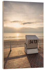 Wood print Sunset on Westerland West Beach