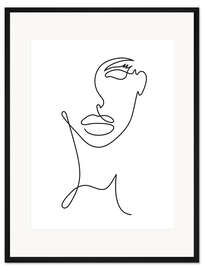 Gerahmter Kunstdruck Lineart Frauengesicht I