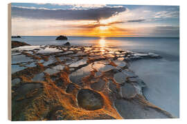 Tableau en bois El Cotillo beach at sunset, Fuerteventura