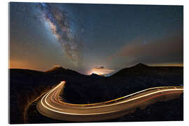 Akryylilasitaulu Car trails lights under Milky Way, Fuerteventura