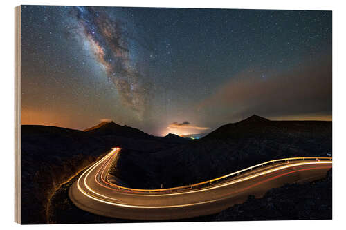 Holzbild Lichter unter der Milchstraße, Fuerteventura