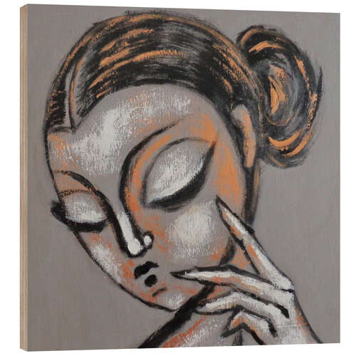 Wood print Reflecting Muse - Portrait