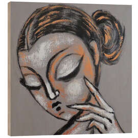 Wood print Reflecting Muse - Portrait
