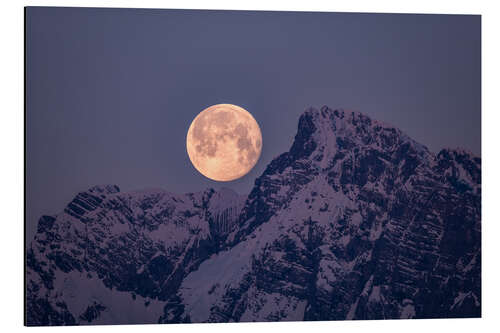 Tableau en aluminium Full moon over the mountains