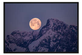 Gerahmter Kunstdruck Vollmond über den Bergen