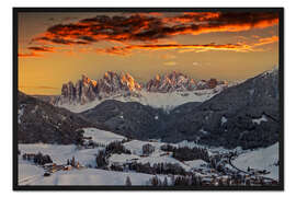 Gerahmter Kunstdruck Magischer Sonnenuntergang in den Alpen