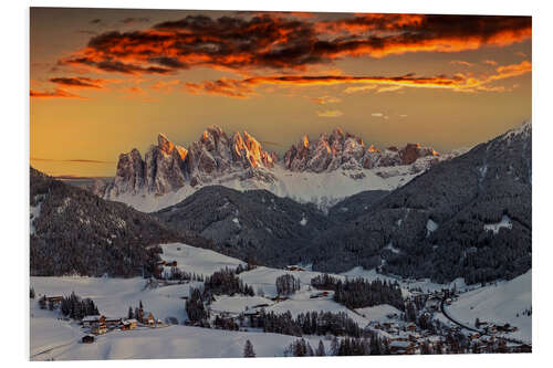 Foam board print Magic Sunset in the Alps