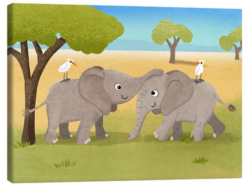 Canvas print Elephant siblings