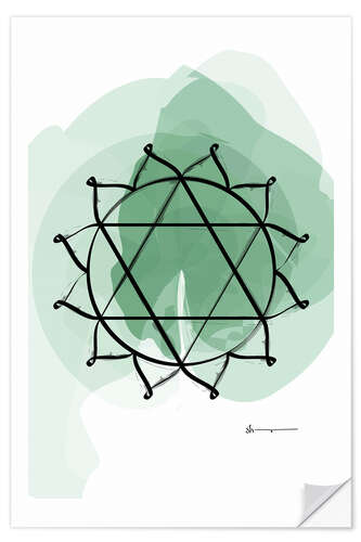 Selvklebende plakat Heart Chakra (Anahata)