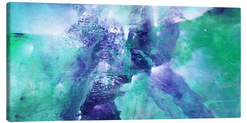 Canvastavla Abstract composition: green meets purple and turquoise