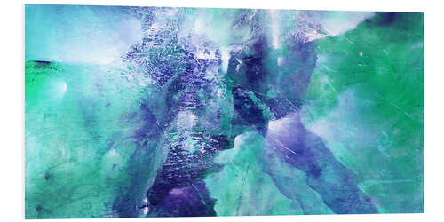 Foam board print Abstract composition: green meets purple and turquoise