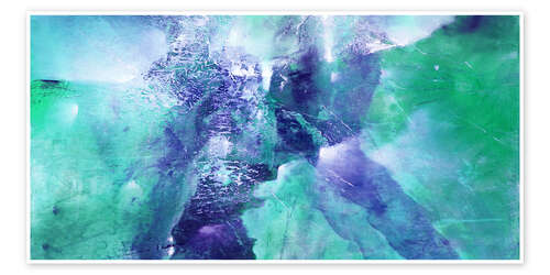 Poster Abstrakte Komposition: Grün trifft violett und türkis