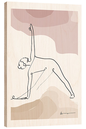 Wood print Triangle Pose (Trikonasana)