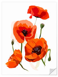 Sticker mural Coquelicots