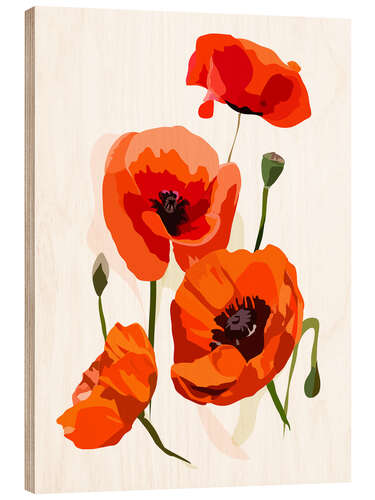 Wood print Poppies