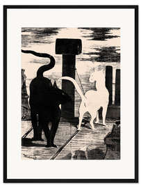 Gerahmter Kunstdruck Das Rendezvous der Katzen