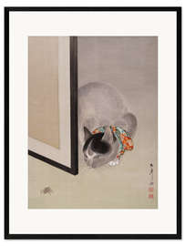 Framed art print Cat Watching a Spider - Toko Oide