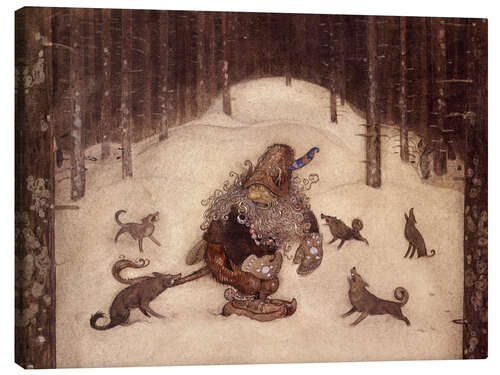 Canvas print Troll and wolves