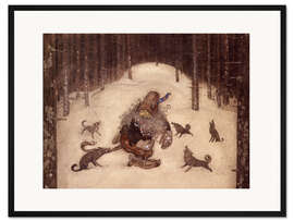 Gerahmter Kunstdruck Troll und Wölfe