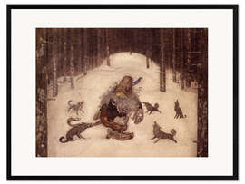 Impression artistique encadrée Troll et loups