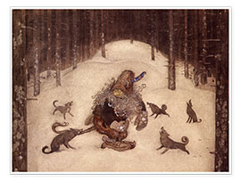 Wandbild  Troll und Wölfe - John Bauer