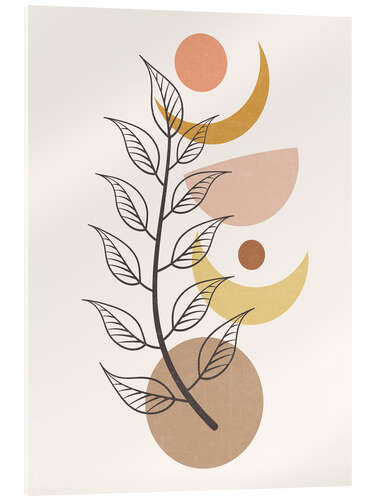 Acrylic print Moon Phases and Branch Boho Style I