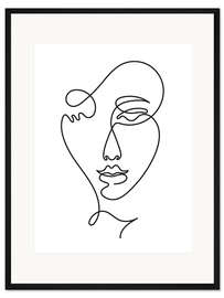 Gerahmter Kunstdruck Lineart Frauengesicht II