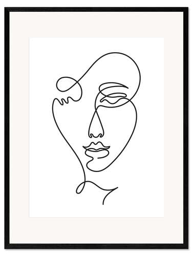 Kunsttryk i ramme Lineart Woman's Face II