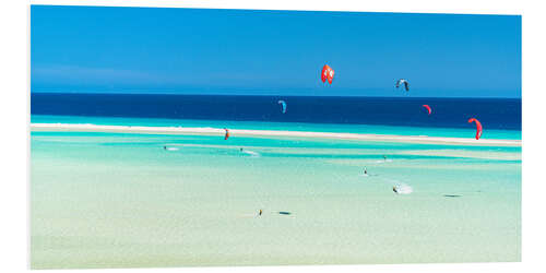 Stampa su PVC Kitesurfer in the turquoise sea, Fuerteventura