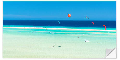Naklejka na ścianę Kitesurfer in the turquoise sea, Fuerteventura