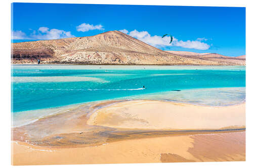 Acrylic print Kitesurfing on Sotavento Beach, Fuerteventura