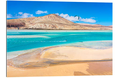 Gallery Print Kitesurfen am Strand von Sotavento, Fuerteventura