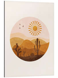 Aluminium print Sun in desert with cacti