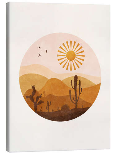 Canvas print Sun in desert with cacti