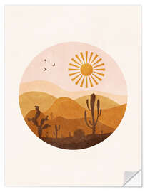 Wall sticker Sun in desert with cacti