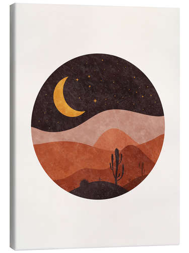 Canvas print Moon in desert with cacti