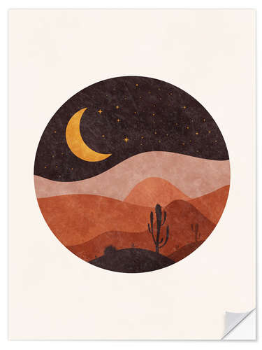 Wall sticker Moon in desert with cacti