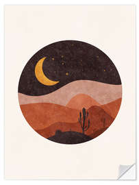 Wall sticker Moon in desert with cacti