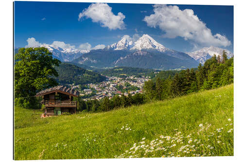 Galleritryck Alpine landscape with hut in summer with Watzmann